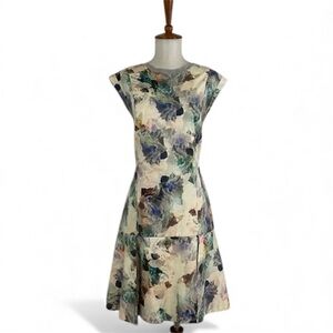 Rebecca Taylor‎ Enchanted Gardens Dress Women’s 12 Floral Crew Neck Cap Sleeve